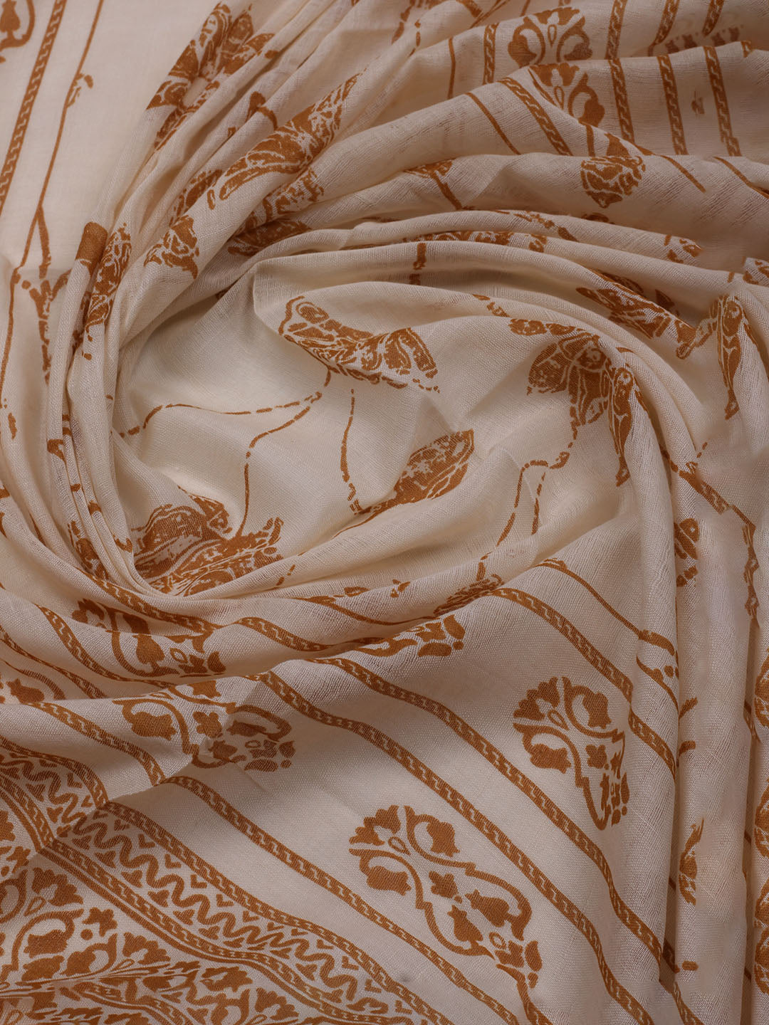 Printed Cotton Blend Unstitched Suit With Dupatta