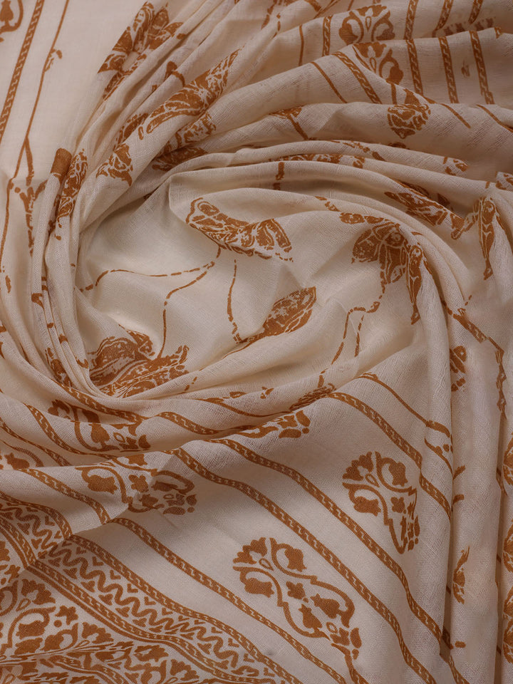 Printed Cotton Blend Unstitched Suit With Dupatta