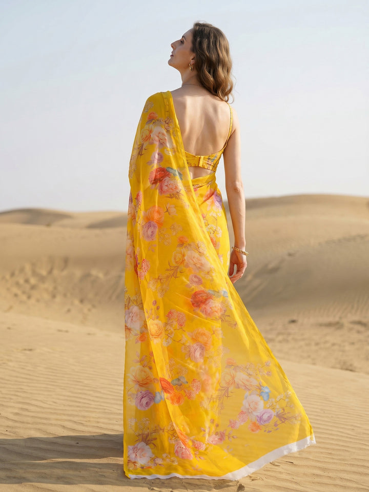 Digital Print Chiffon Saree
