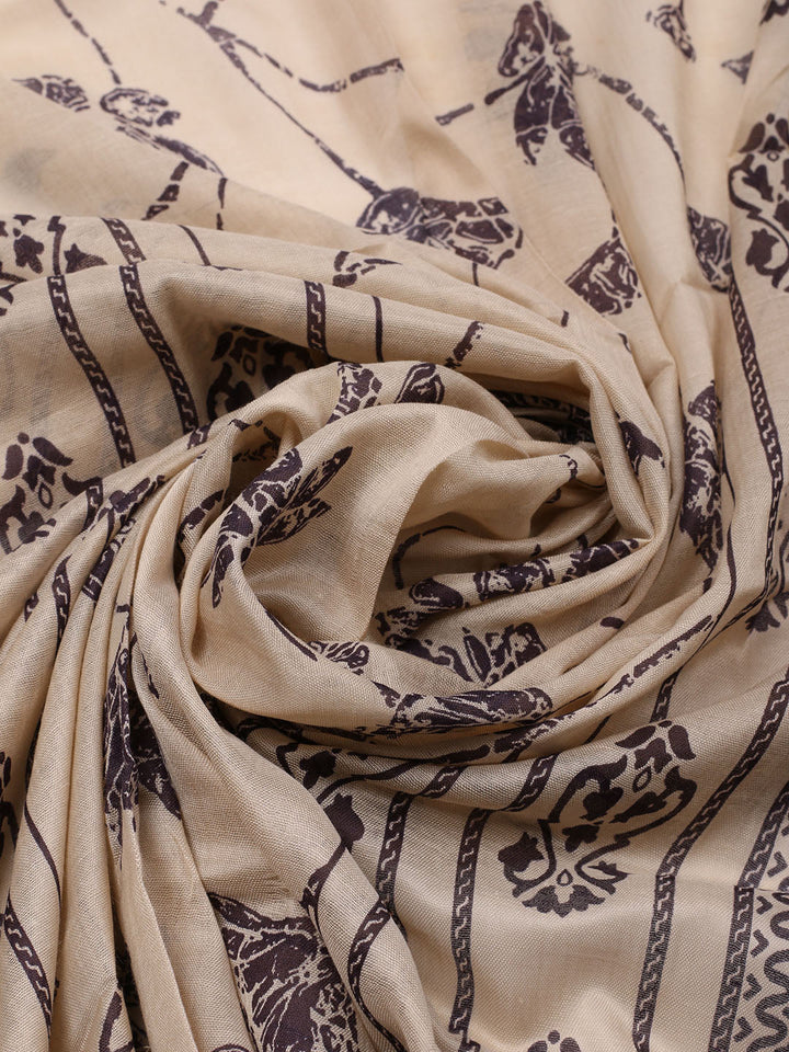 Printed Cotton Blend Unstitched Suit With Dupatta