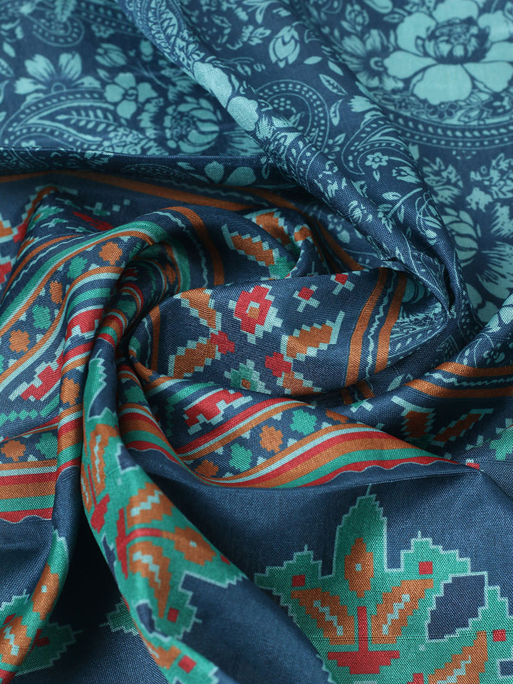 Woven Design Art Silk Unstitched Suit With Pant Dupatta