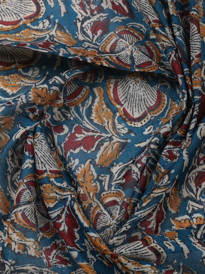 Printed Cotton Blend Unstitched Suit With Pant &amp; Dupatta