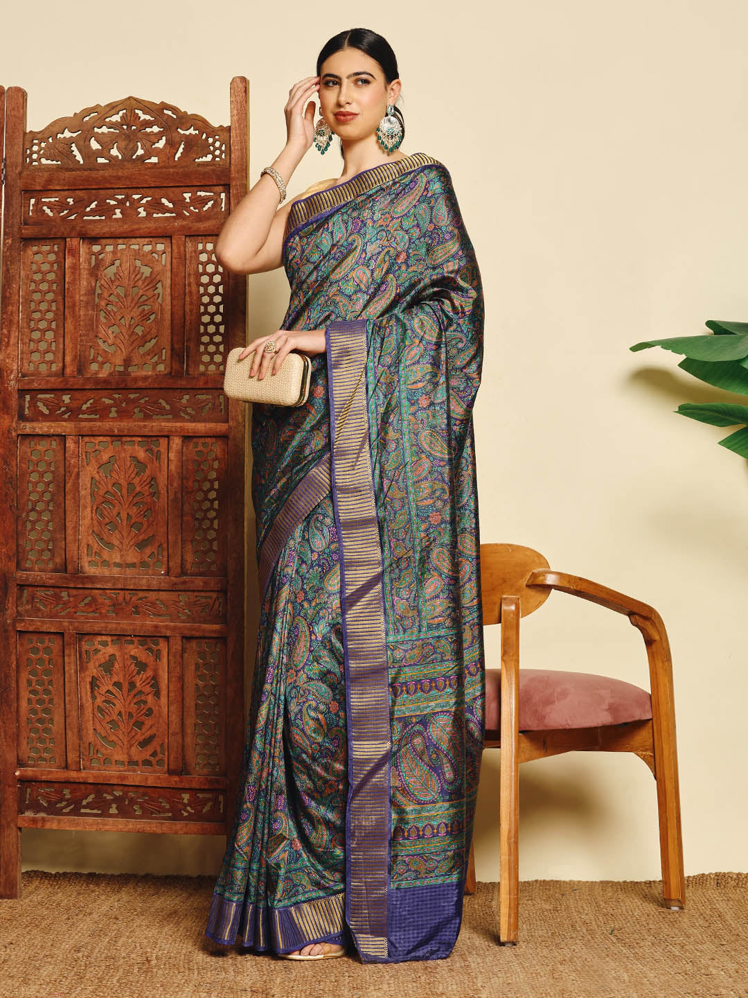 Paisley Printed Art Silk Saree