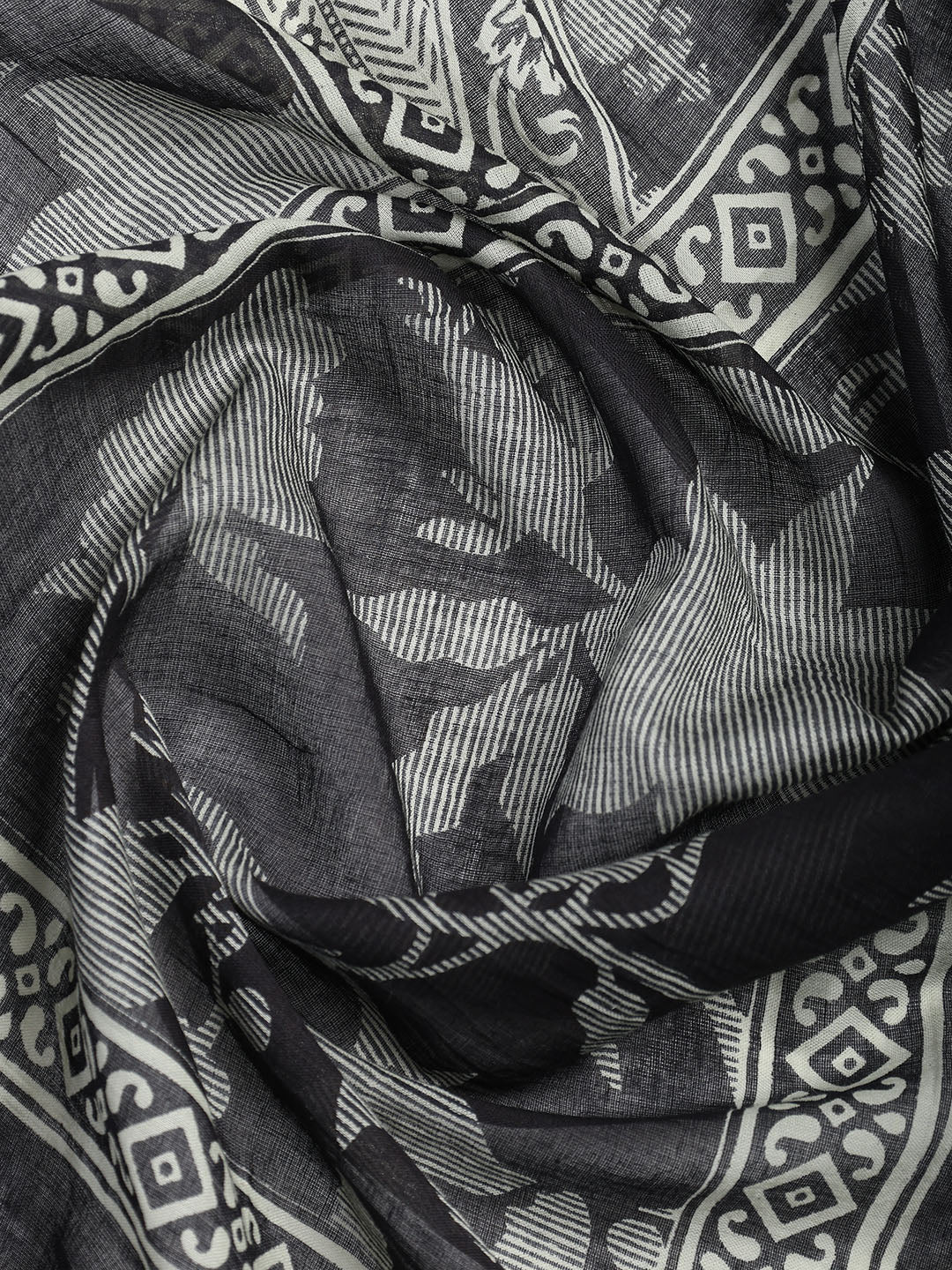 Printed Cotton Blend Unstitched Suit With Dupatta