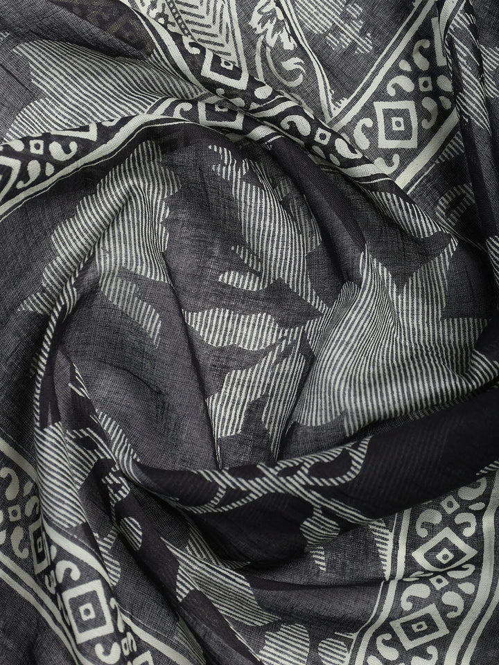 Printed Cotton Blend Unstitched Suit With Dupatta