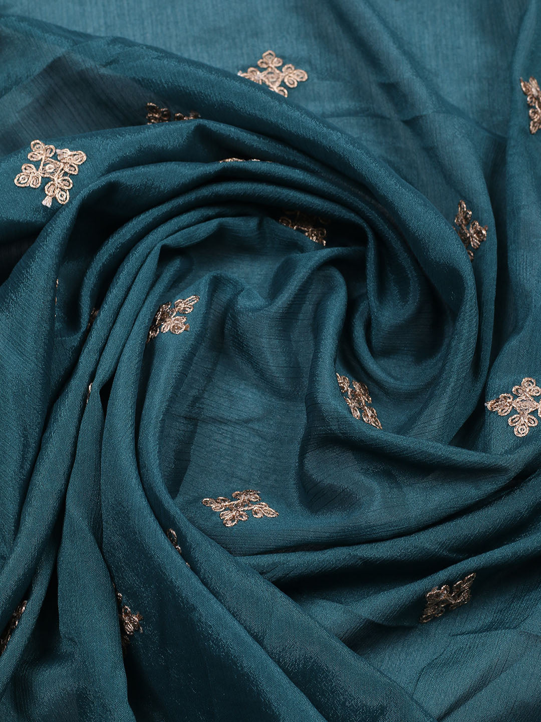 Embroidered Chinon Unstitched Suit With Pant &amp; Dupatta