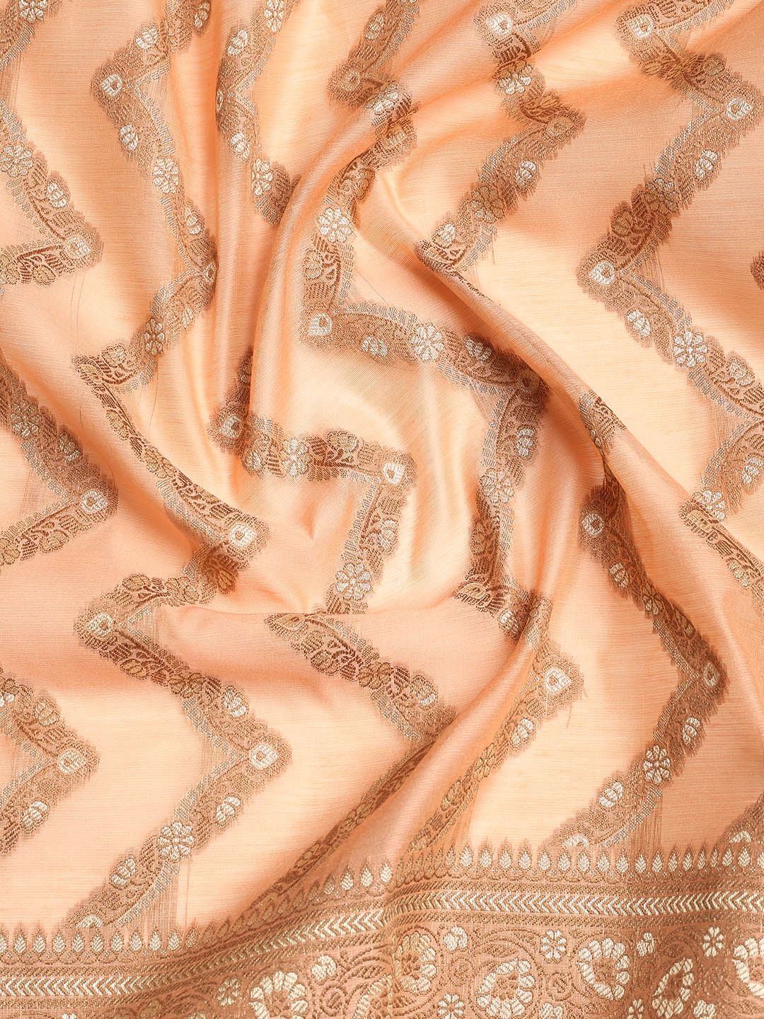 Woven Banarasi Chanderi Unstitched Suit With Dupatta