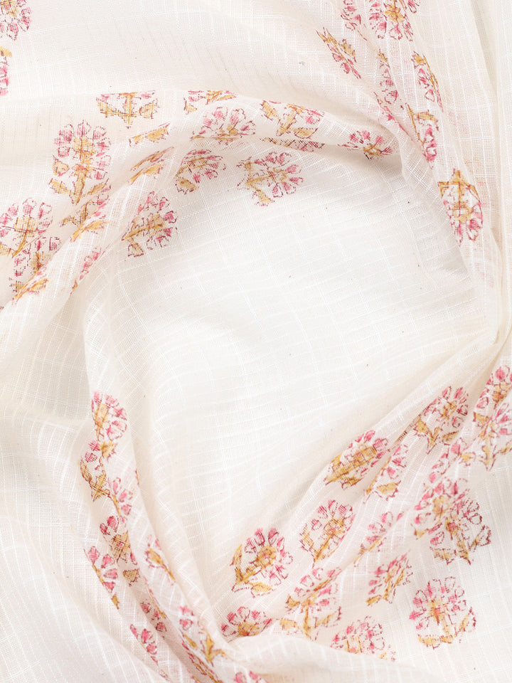 Printed Cotton Blend Unstitched Suit With Pant &amp; Dupatta