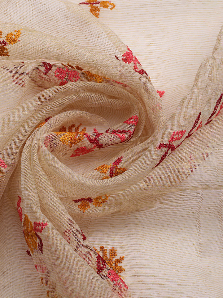 Woven Design Chanderi Unstitched Kurta With Pant &amp; Dupatta