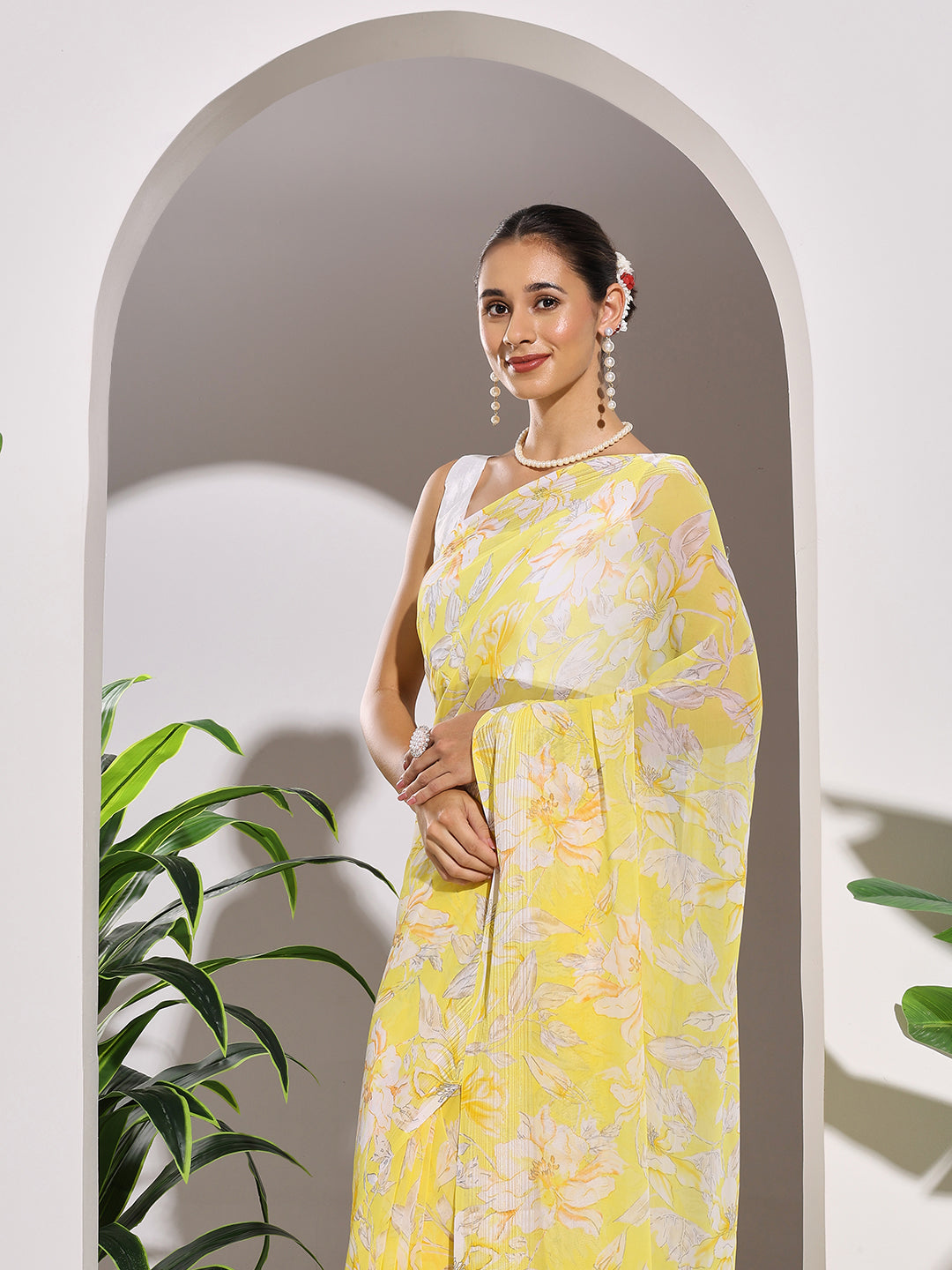 Floral Printed Georgette Saree