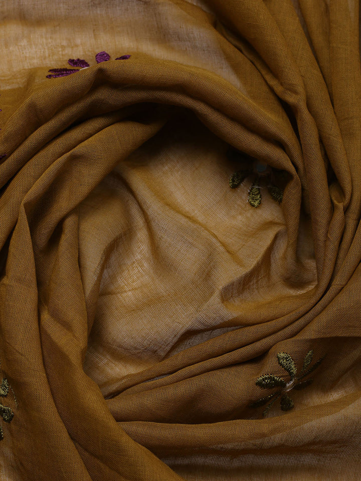 Embroidered Cotton Blend Unstitched Suit With Pant &amp; Dupatta