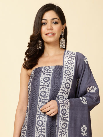 Batik Print Cotton Unstitched Suit Piece With Dupatta