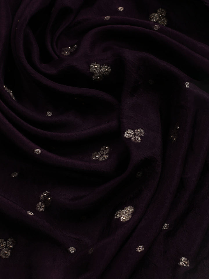 Embroidered Art Silk Unstitched Suit With Dupatta