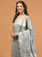 Woven Chanderi Unstitched Suit With Dupatta