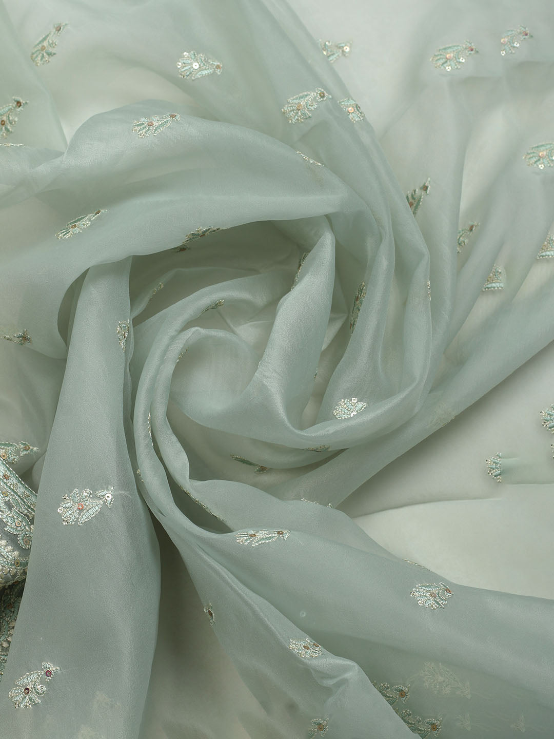 Chikan Work Organza Unstitched Suit With Dupatta