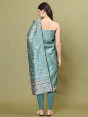 Schiffli Printed Tussar Unstitched Suit Piece With Dupatta