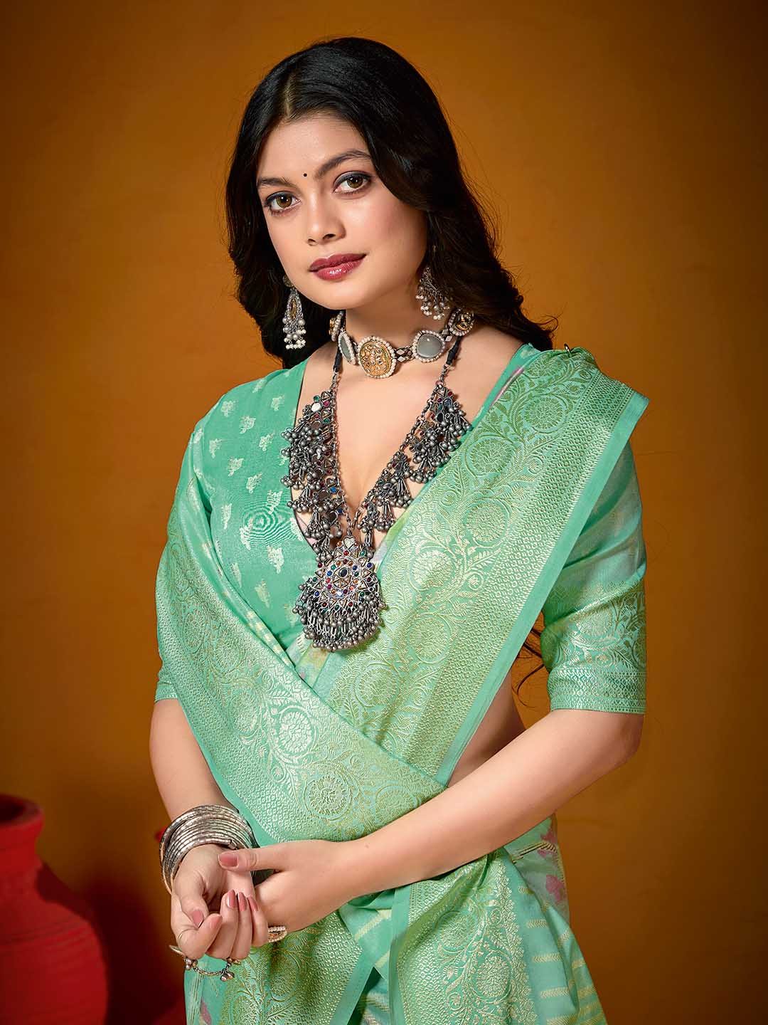 Floral Printed Art Silk Woven Saree