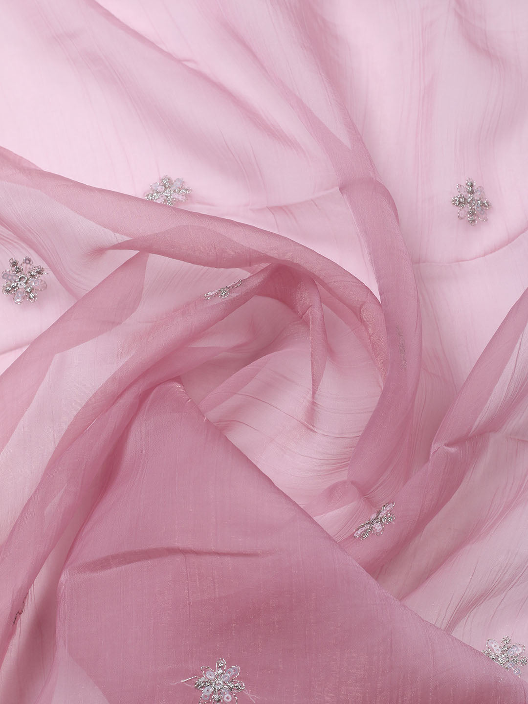 Embroidered Organza Unstitched Suit With Pant &amp; Dupatta