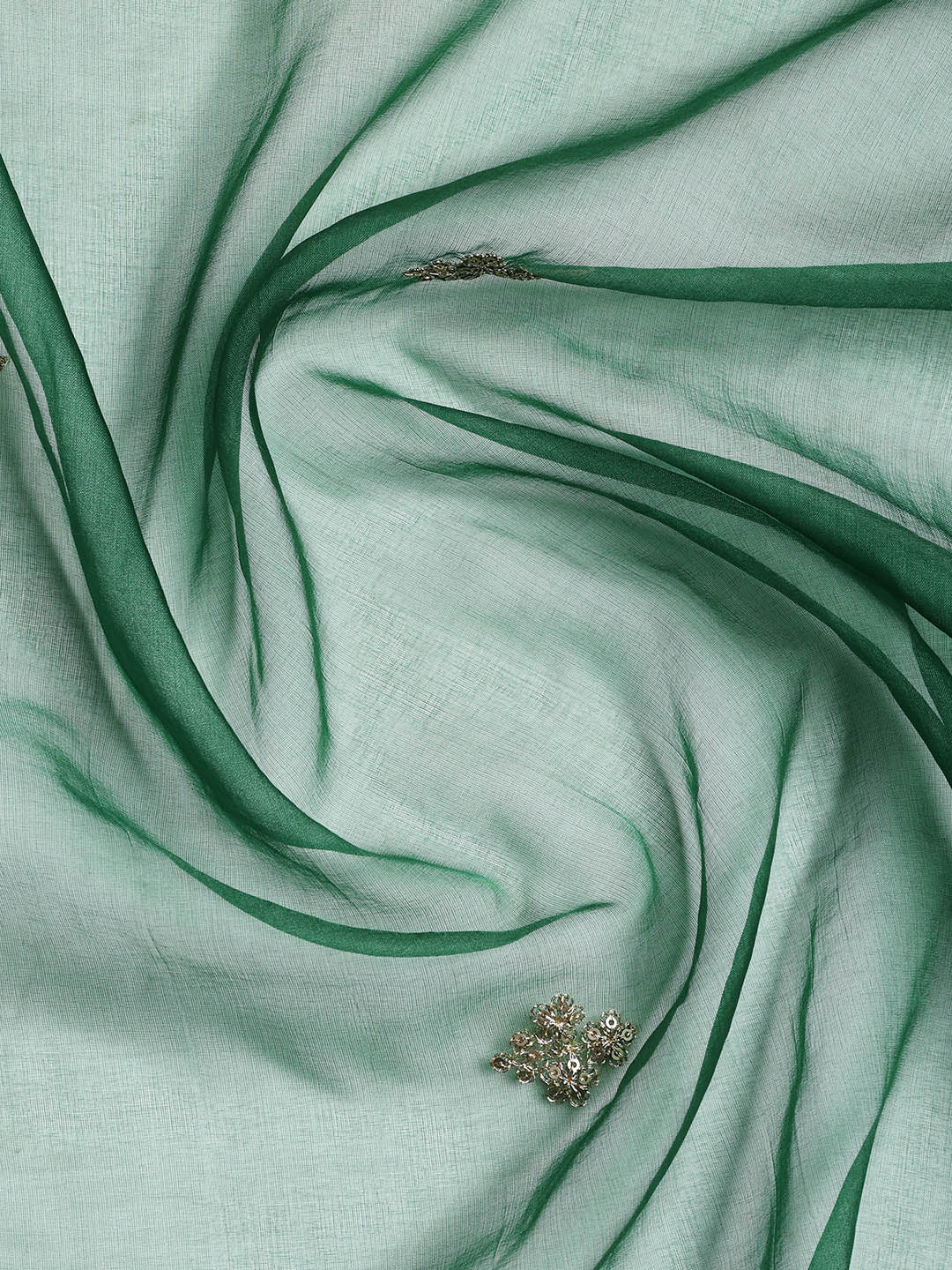 Neck Embroidered Organza Unstitched Suit With Dupatta