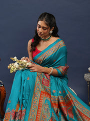 Digital Printed Art Silk Unstitched Suit With Pant & Dupatta