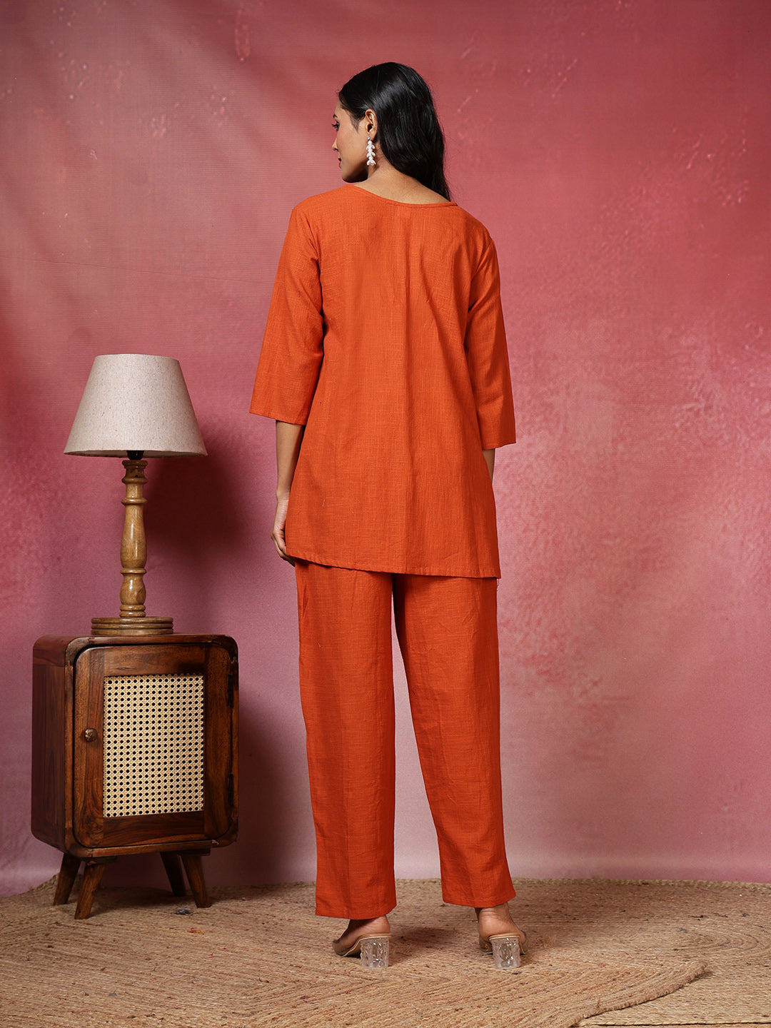 Printed Cotton Blend Kurta With Pants
