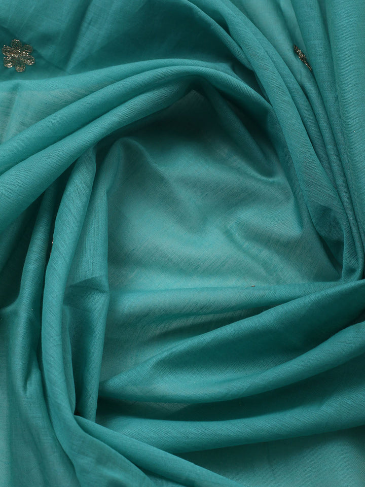 Embroidered Chanderi Unstitched Suit With Pant &amp; Dupatta