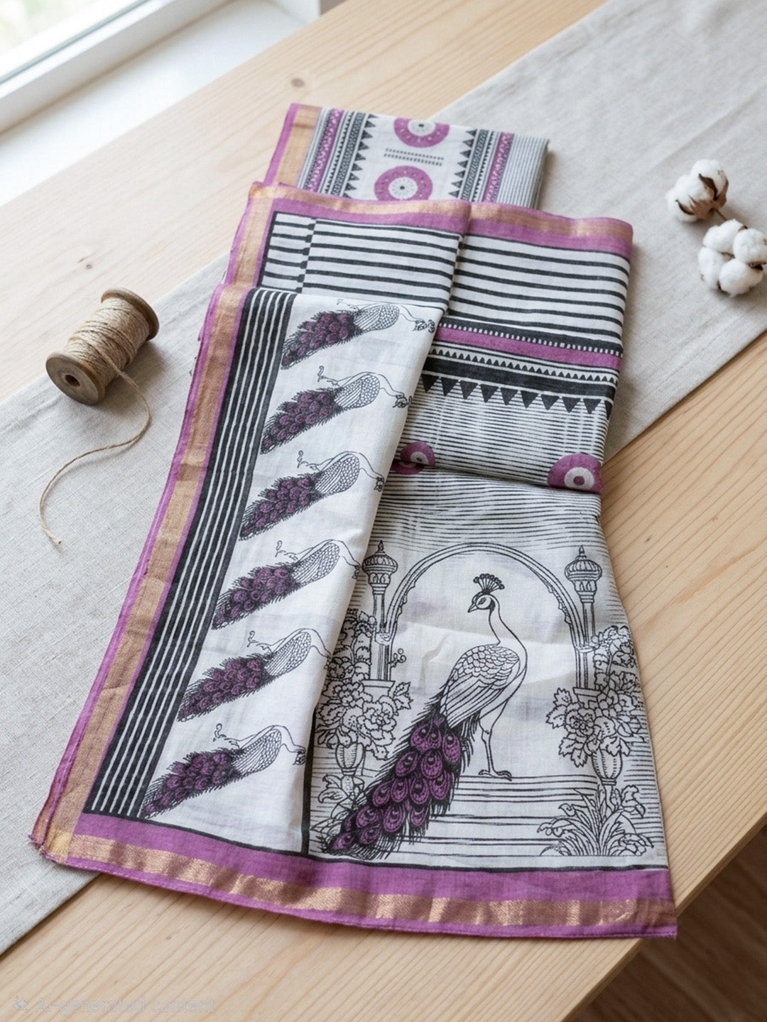 Embroidered Linen Blend Unstitched Suit With Pant &amp; Dupatta