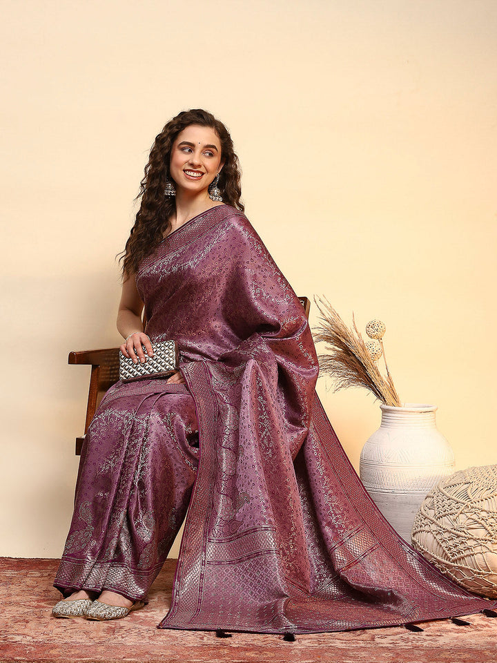 Embroidered Satin Saree