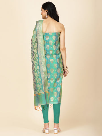 Woven Chanderi Unstitched Suit Piece With Dupatta