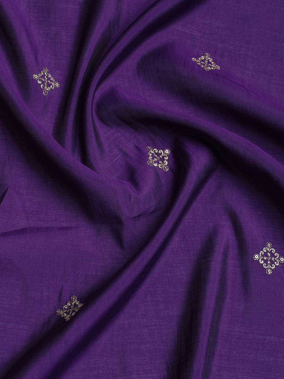 Neck Embroidered Chanderi Unstitched Suit With Dupatta