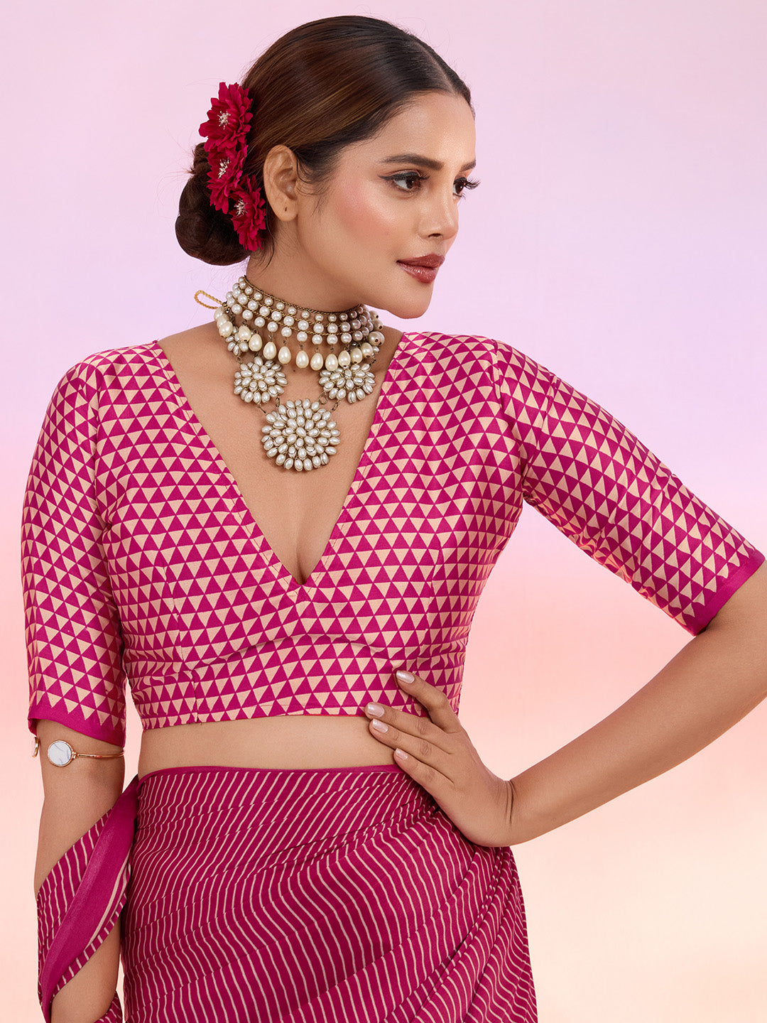 Printed Satin Saree