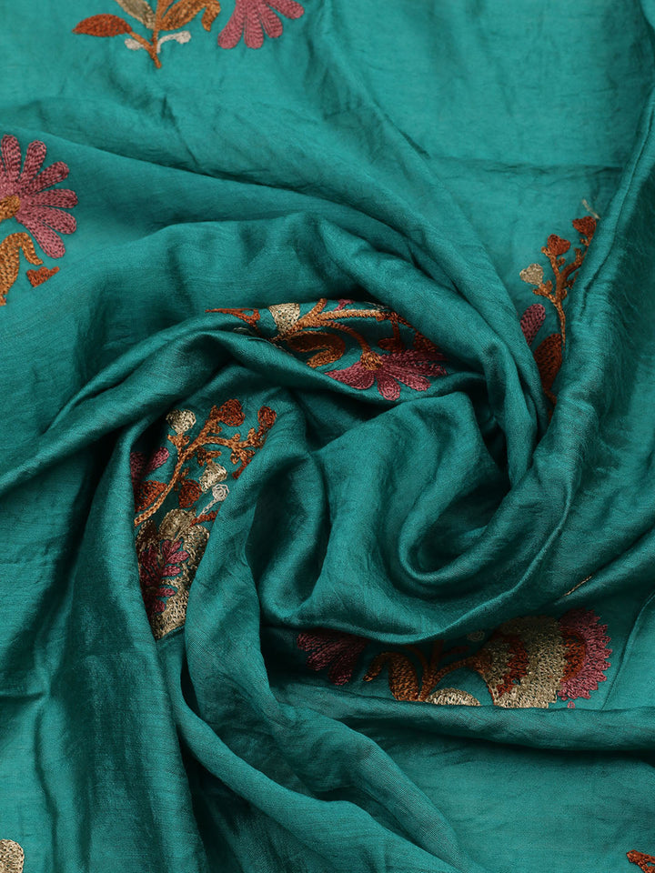 Embroidered Cotton Blend Unstitched Suit With Pant &amp; Dupatta