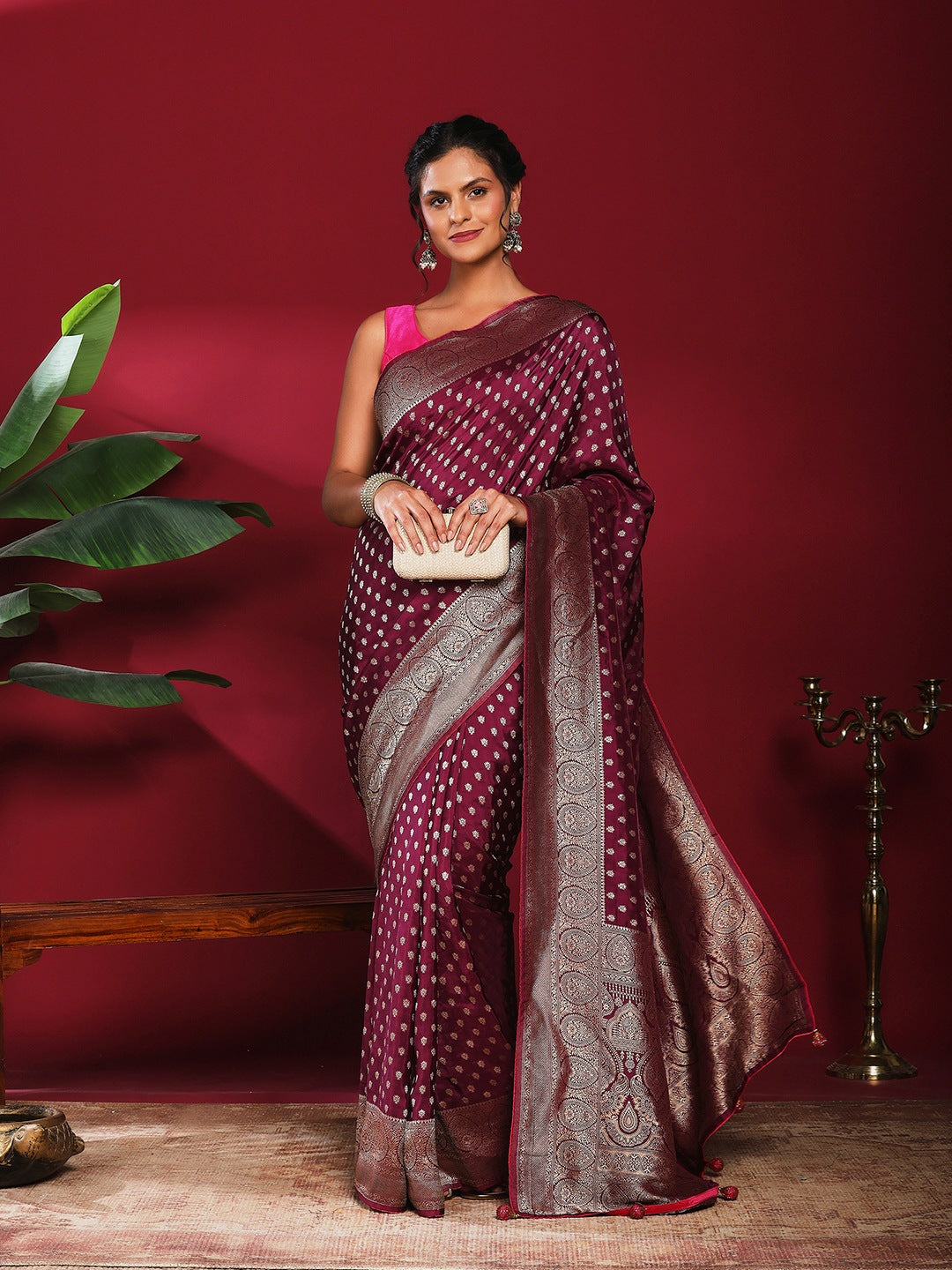 Woven Design Satin Saree