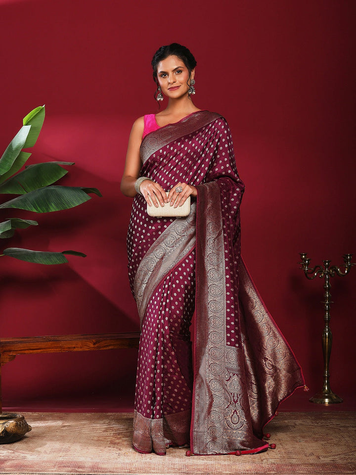 Woven Design Satin Saree