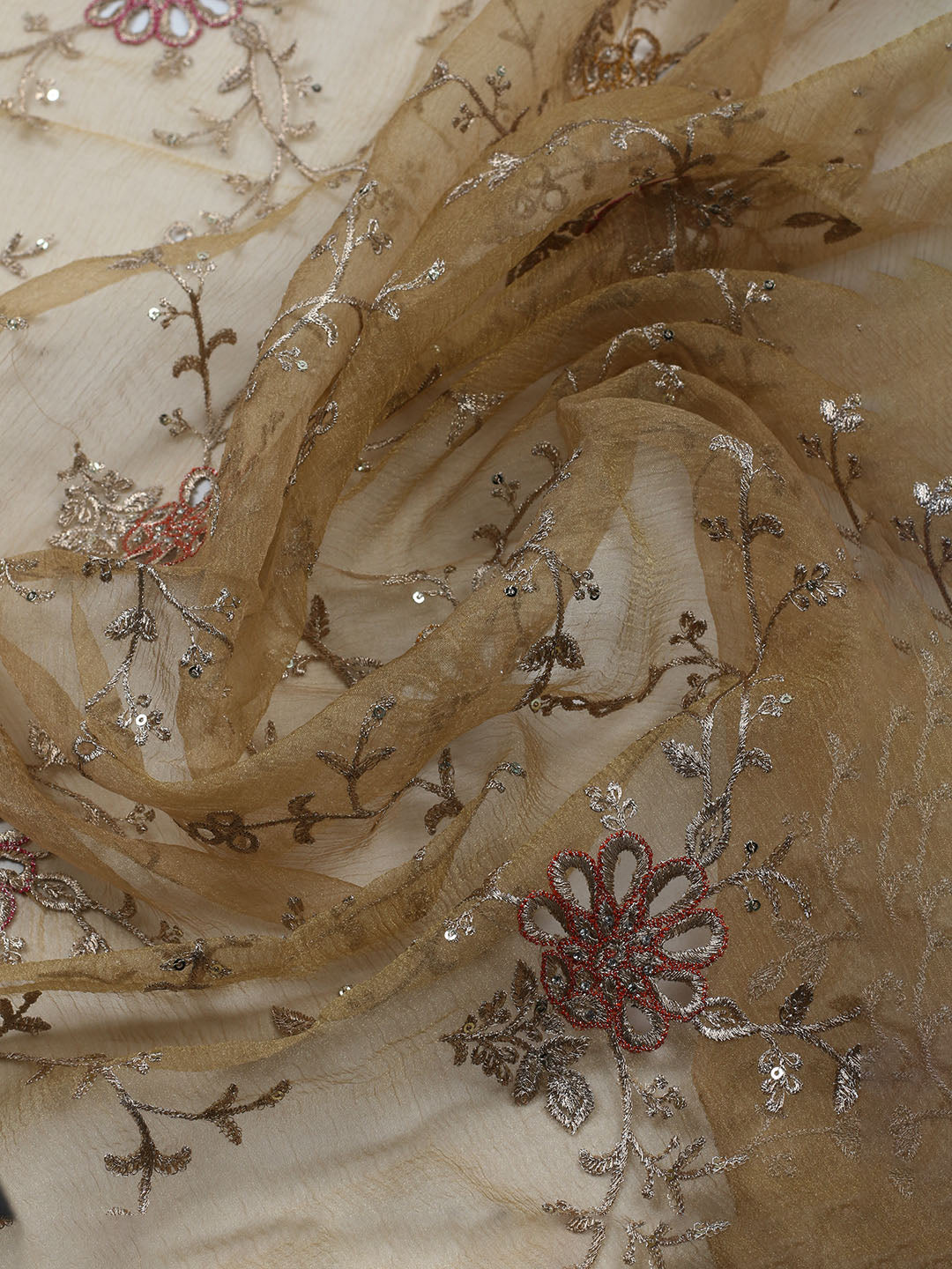 Embroidered Organza Unstitched Suit With Dupatta
