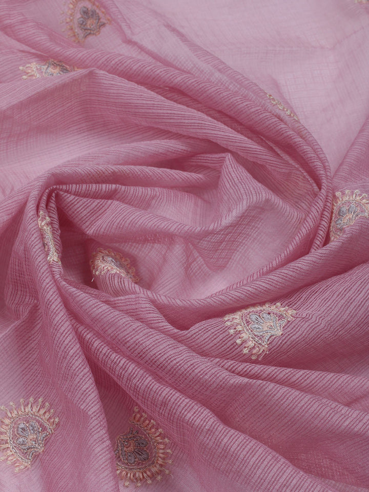 Neck Embroidered Cotton Blend Unstitched Suit With Dupatta
