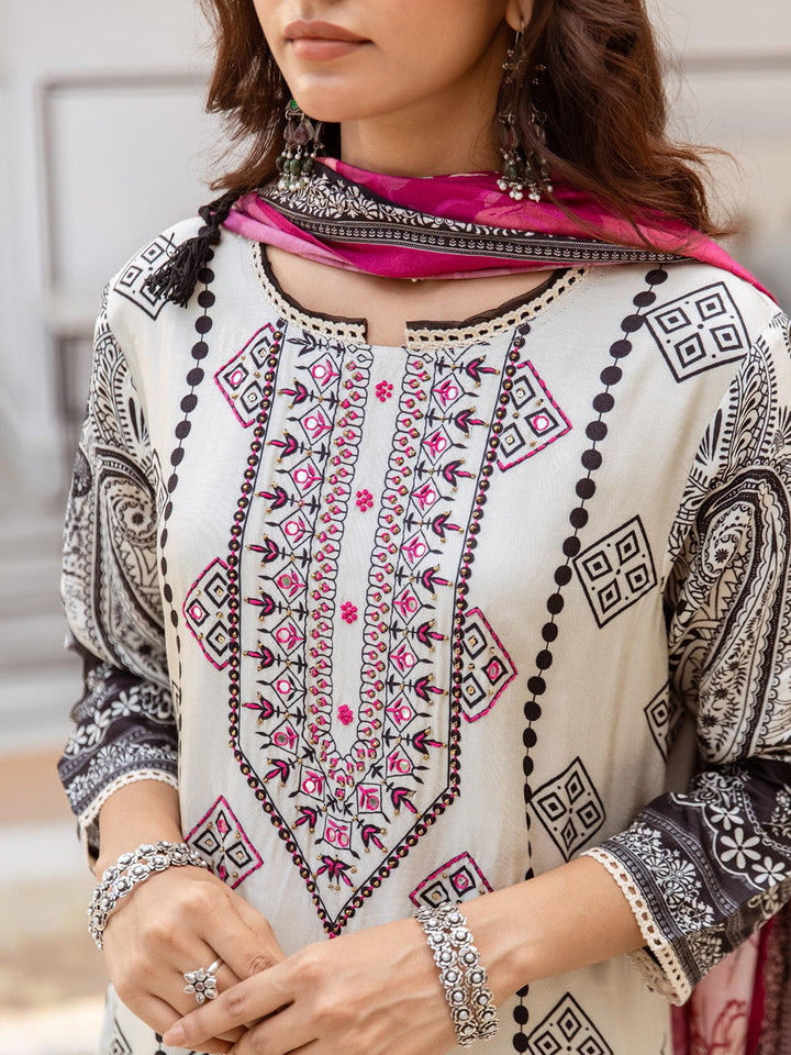 Embroidered Silk Blend Kurta With Pant &amp; Dupatta