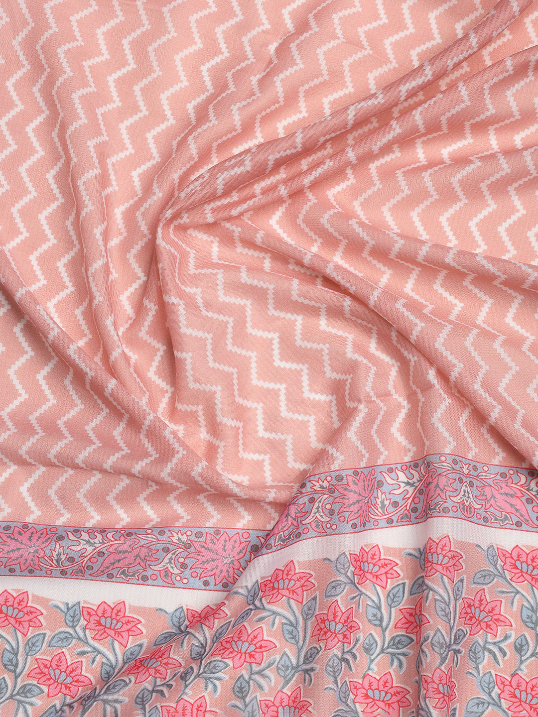 Printed Cotton Blend Unstitched Suit With Dupatta