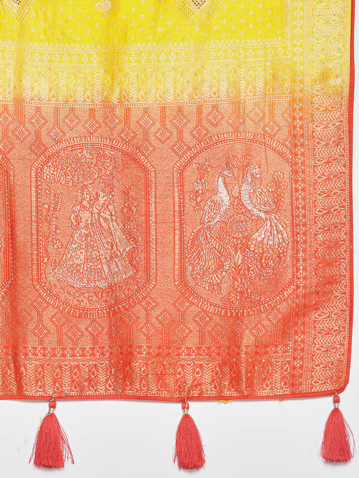 Zari Border Booti Art Silk Woven Saree
