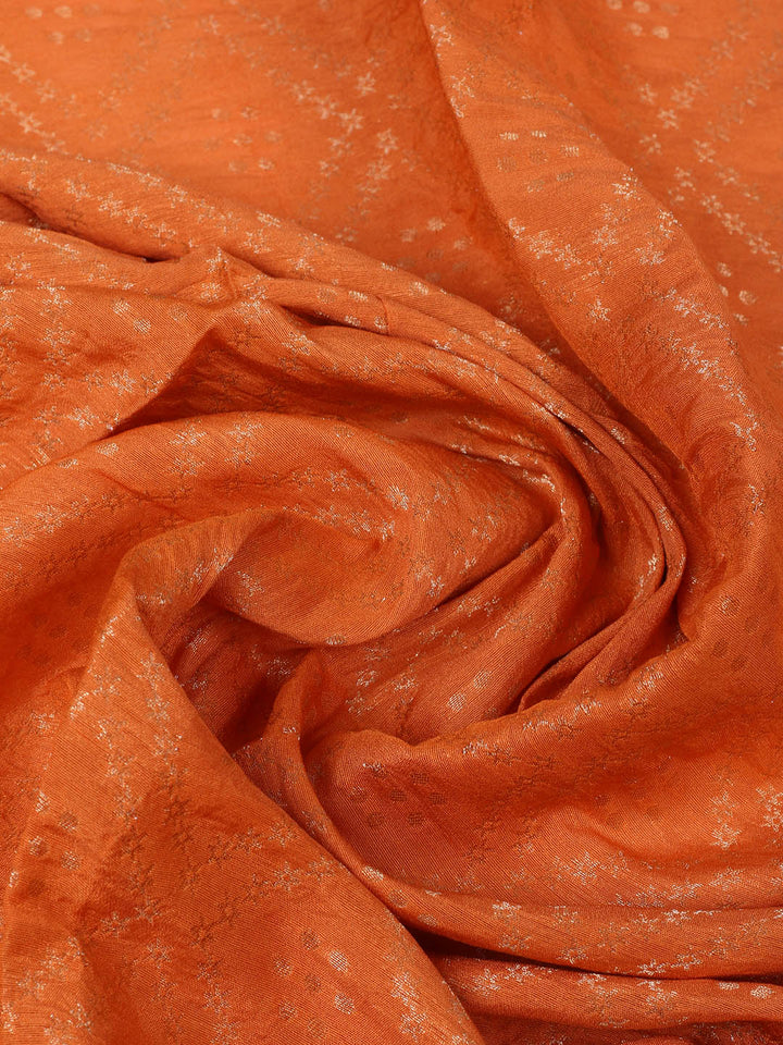 Embroidered Chanderi Unstitched Suit With Pant &amp; Dupatta
