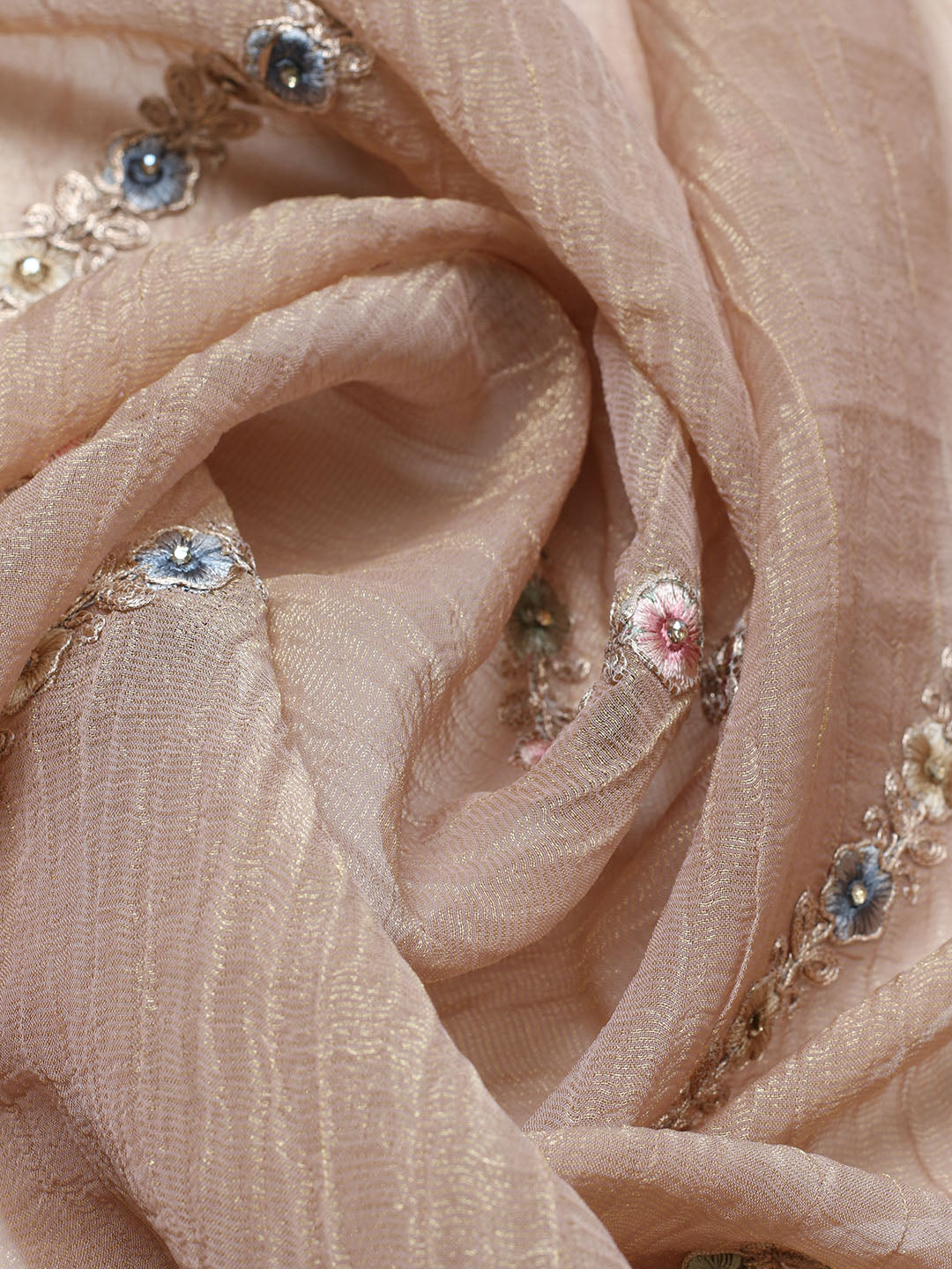 Embroidered Tissue Unstitched Suit With Pant &amp; Dupatta