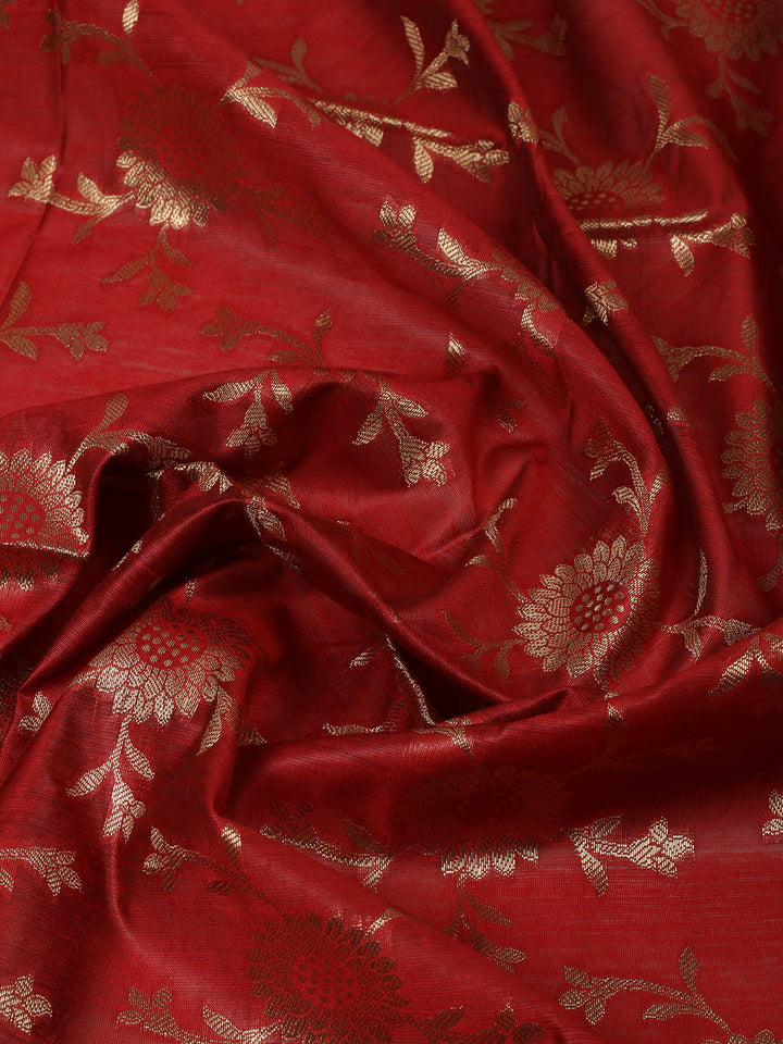 Woven Design Chanderi Unstitched Suit With Pant &amp; Dupatta