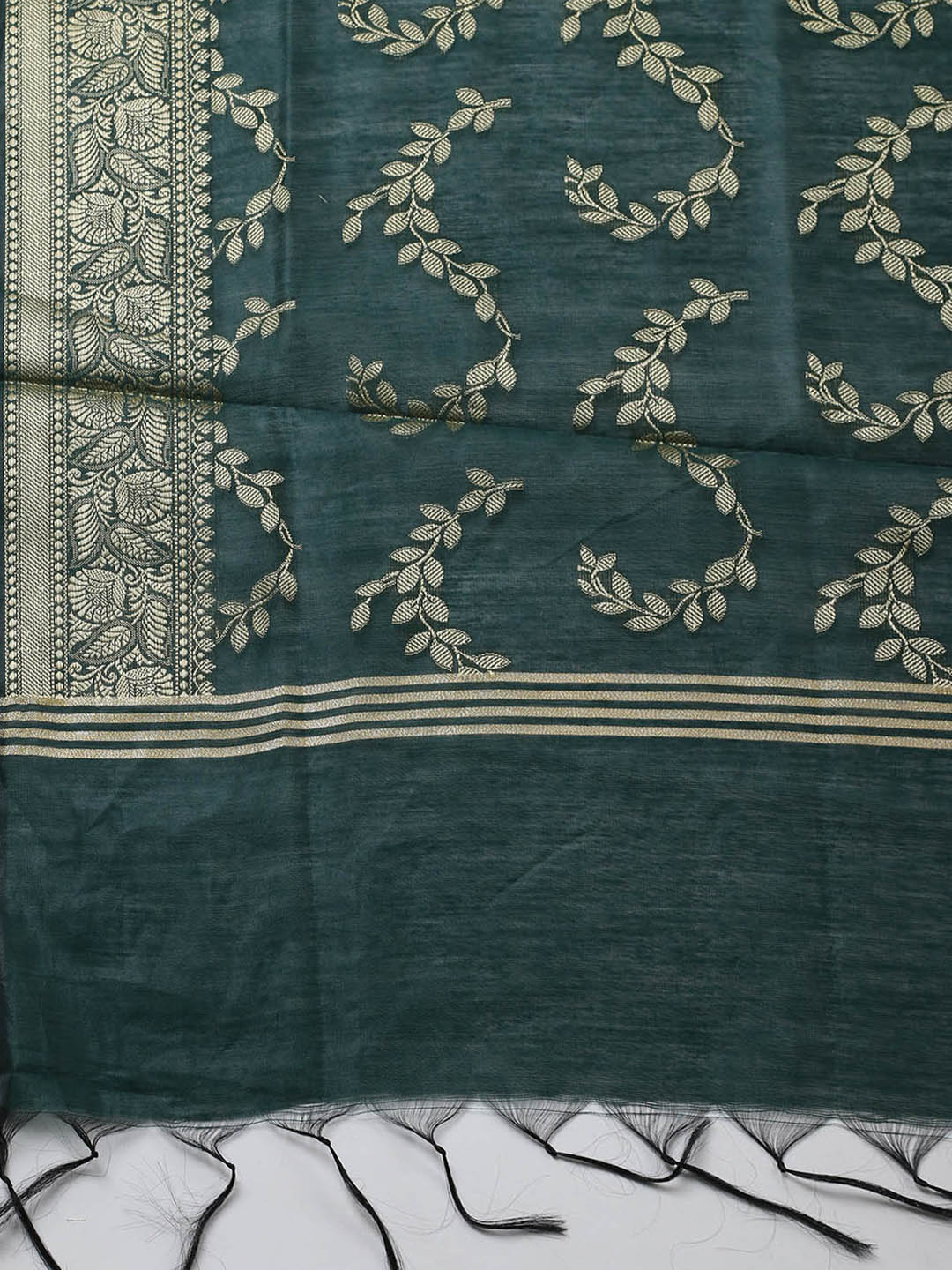 Banarasi Chanderi Unstitched Suit With Pant &amp; Dupatta