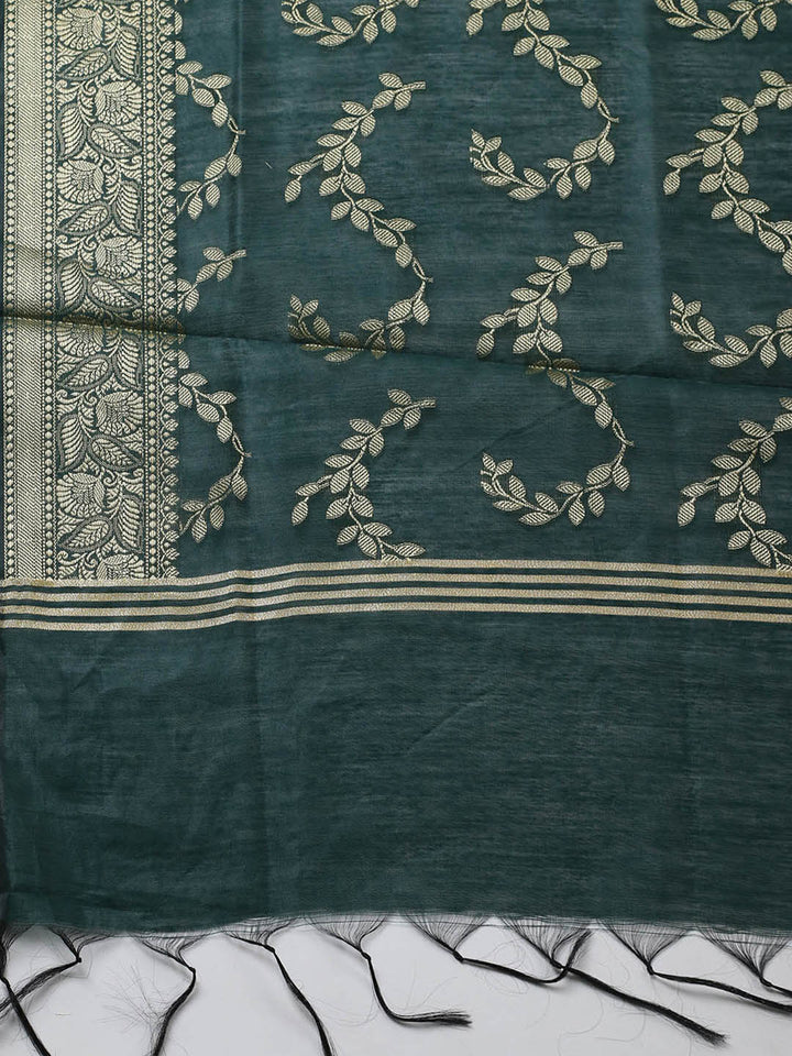 Banarasi Chanderi Unstitched Suit With Pant &amp; Dupatta