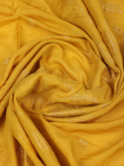 Embroidered Chanderi Mustard Unstitched Suit With Pant & Dupatta