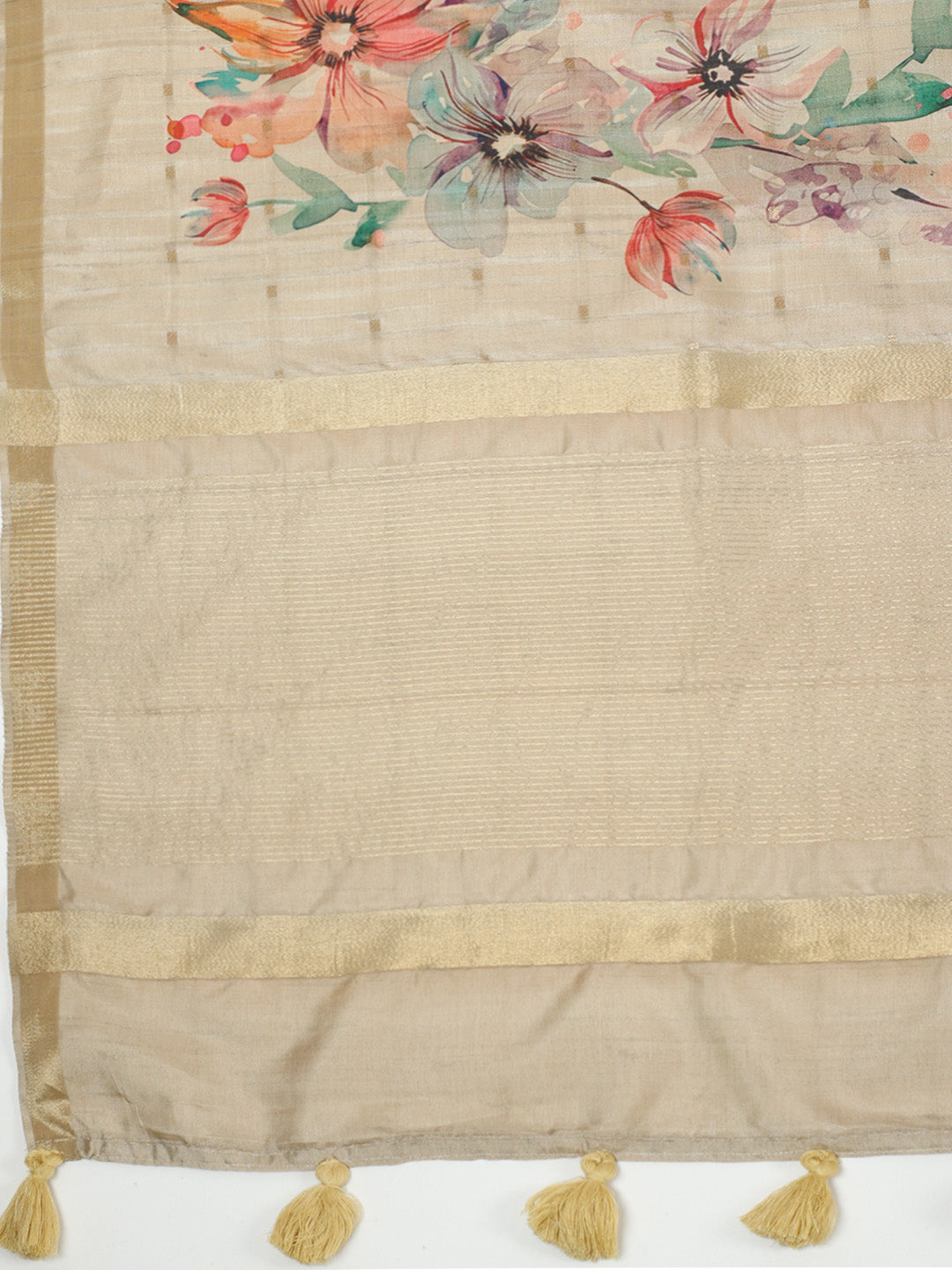 Floral &amp; Bandhani Printed Art Silk Saree