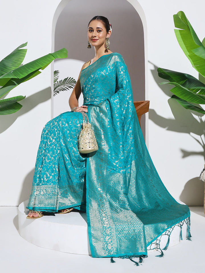 Zaari Jaal Woven Crepe Saree