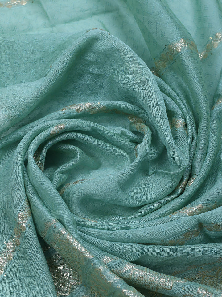 Zari Embroidered Chanderi Unstitched Suit With Dupatta