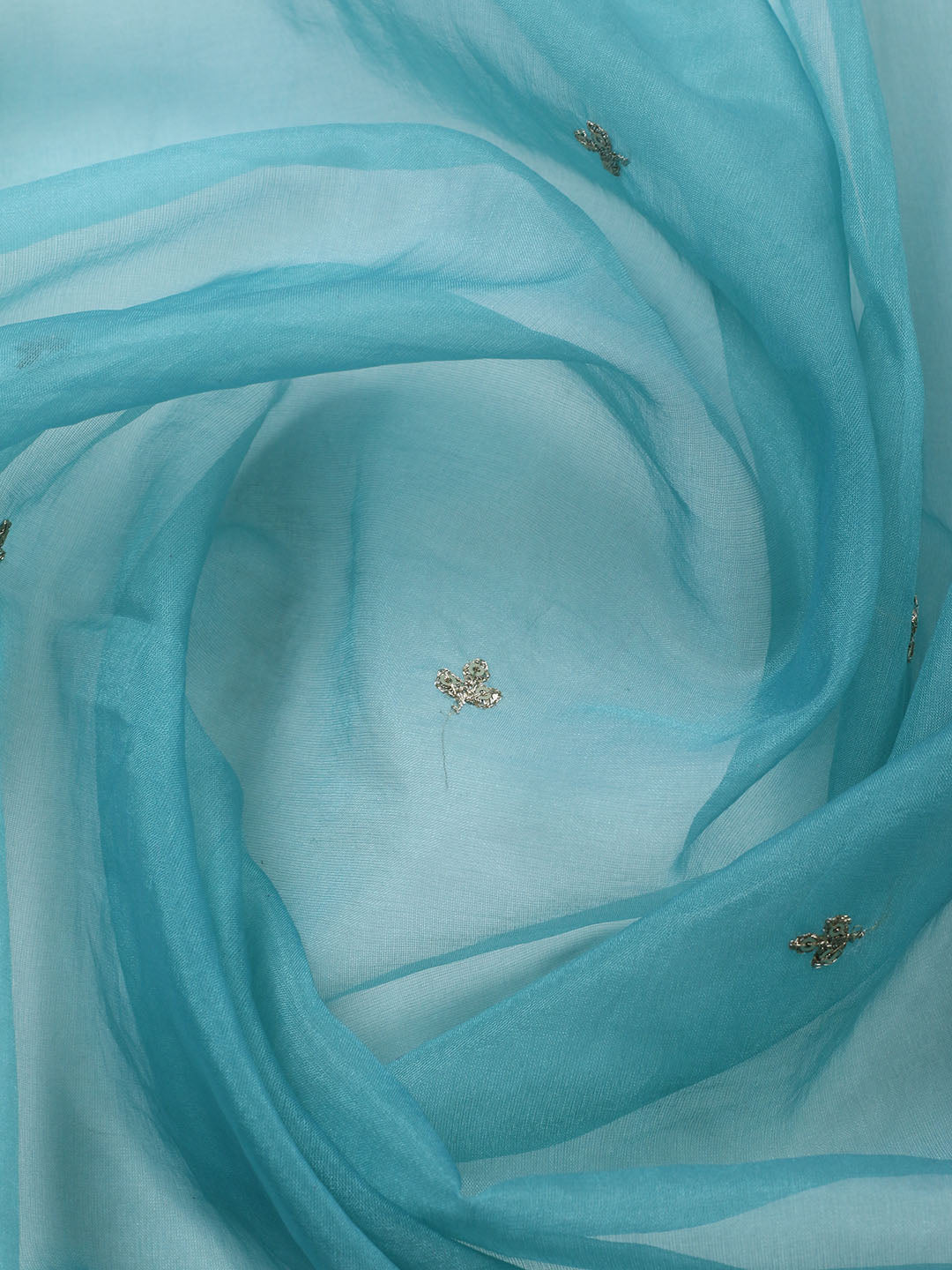 Embroidered Chanderi Unstitched Suit With Pant &amp; Dupatta