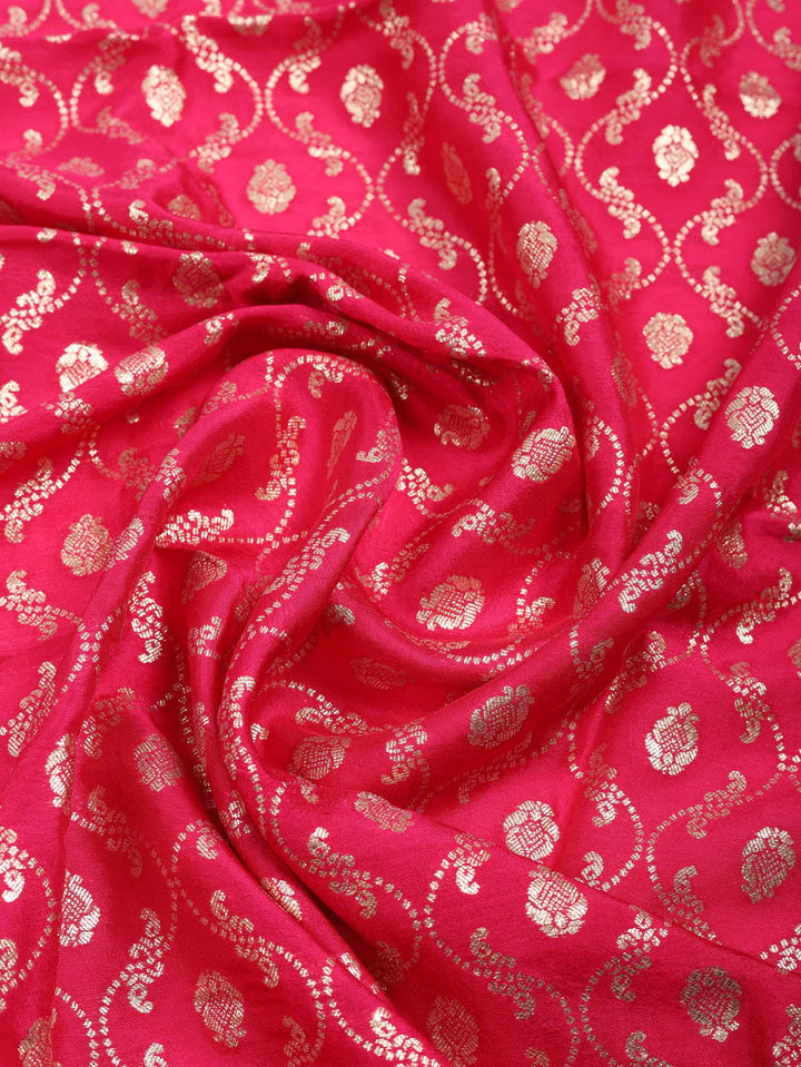 Embroidered Chanderi Unstitched Suit With Pant &amp; Dupatta